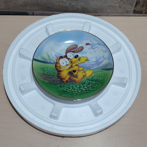 Garfield Calendar March Plate Jim Davis Plate No A 1444 Danbury Mint - Picture 2 of 14